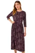 Roman Plum Abstract Print Stretch Midi Dress - 16 Image 1