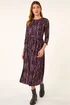 Roman Plum Abstract Print Stretch Midi Dress - 16 Image 3