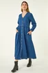 Roman Blue Denim Button Through Midi Dress - 10 Image 1
