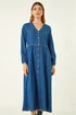Roman Blue Denim Button Through Midi Dress - 10 Image 2