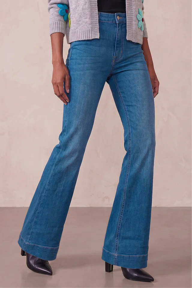 Roman Denim Pocket Stretch Flare Jeans