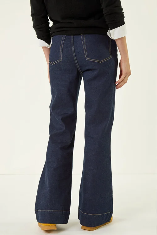 Roman Indigo Pocket Stretch Flare Jeans - 12 Image 3