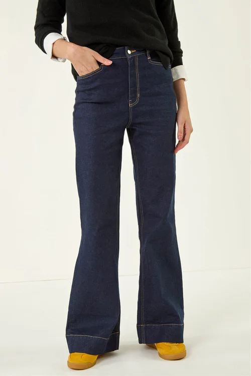 Roman Indigo Pocket Stretch Flare Jeans - 12 Image 4