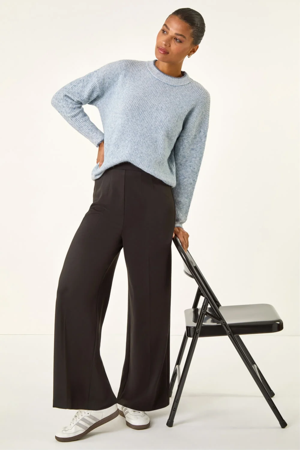 Roman Black Wide Leg Ponte Stretch Trouser - 18 Image 2