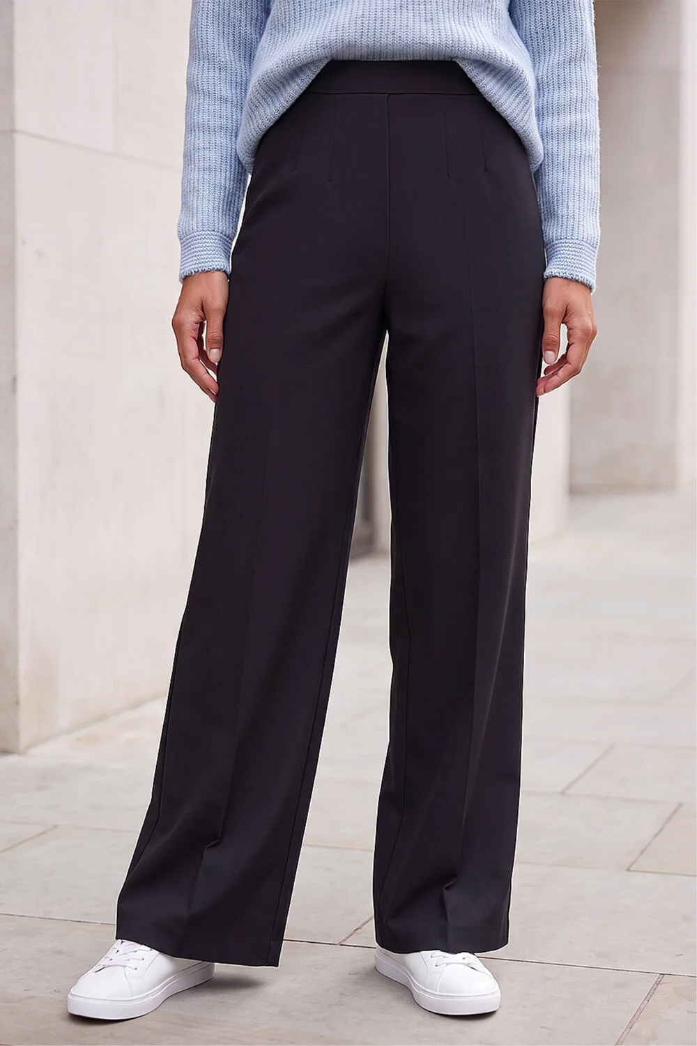 Roman Black Wide Leg Ponte Stretch Trouser - 18 Image 1