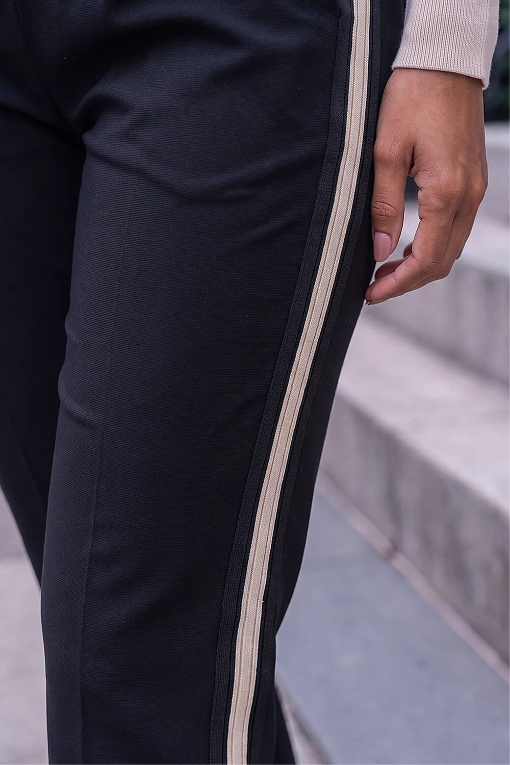 Roman Black Stripe Straight Leg Side Stripe Trousers - 12 Image 4
