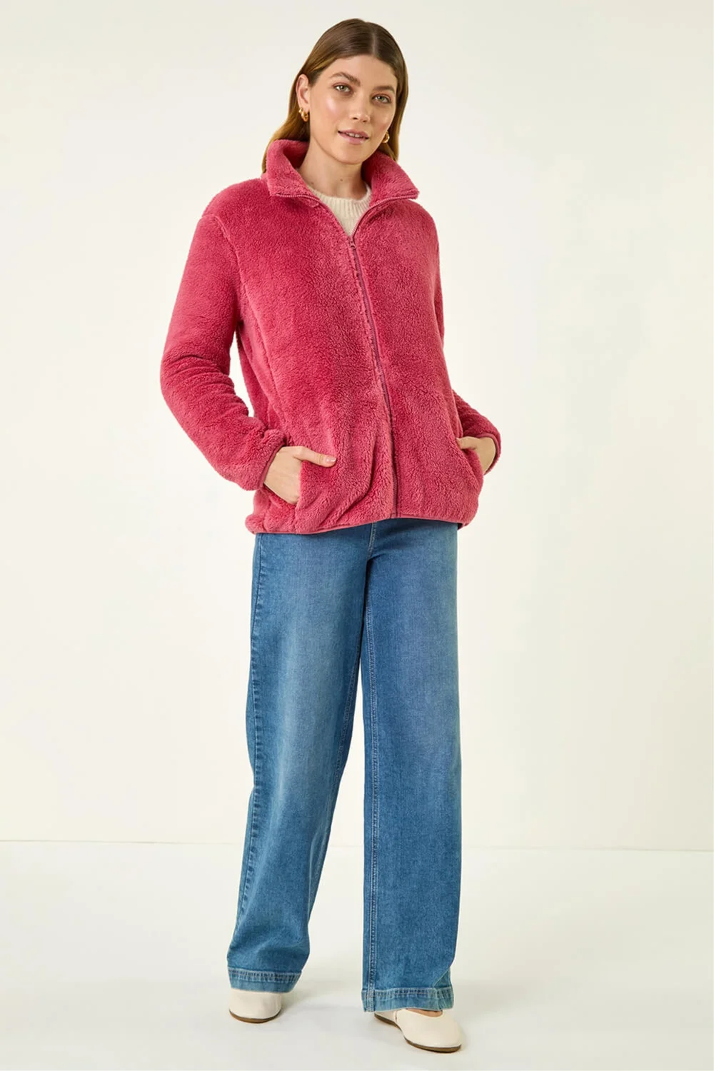 Roman Rose Soft Sherpa Fleece Jacket - M Image 2