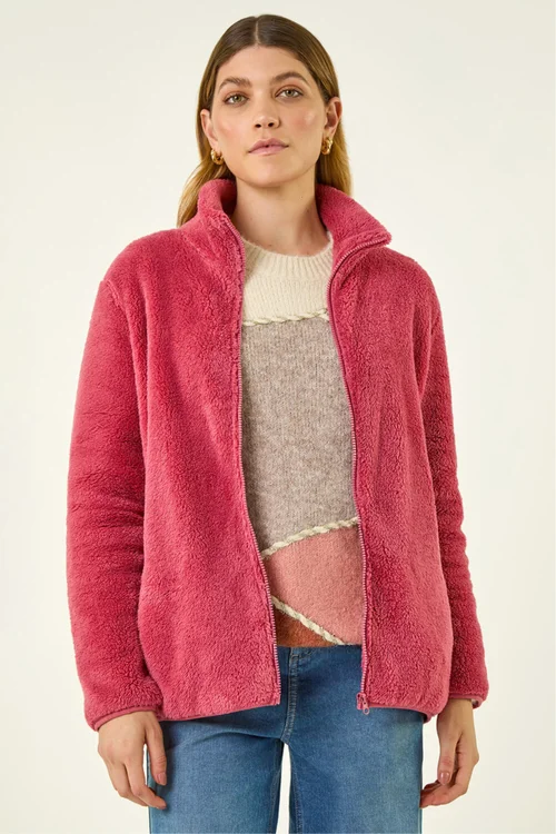 Roman Rose Soft Sherpa Fleece Jacket - M Image 4