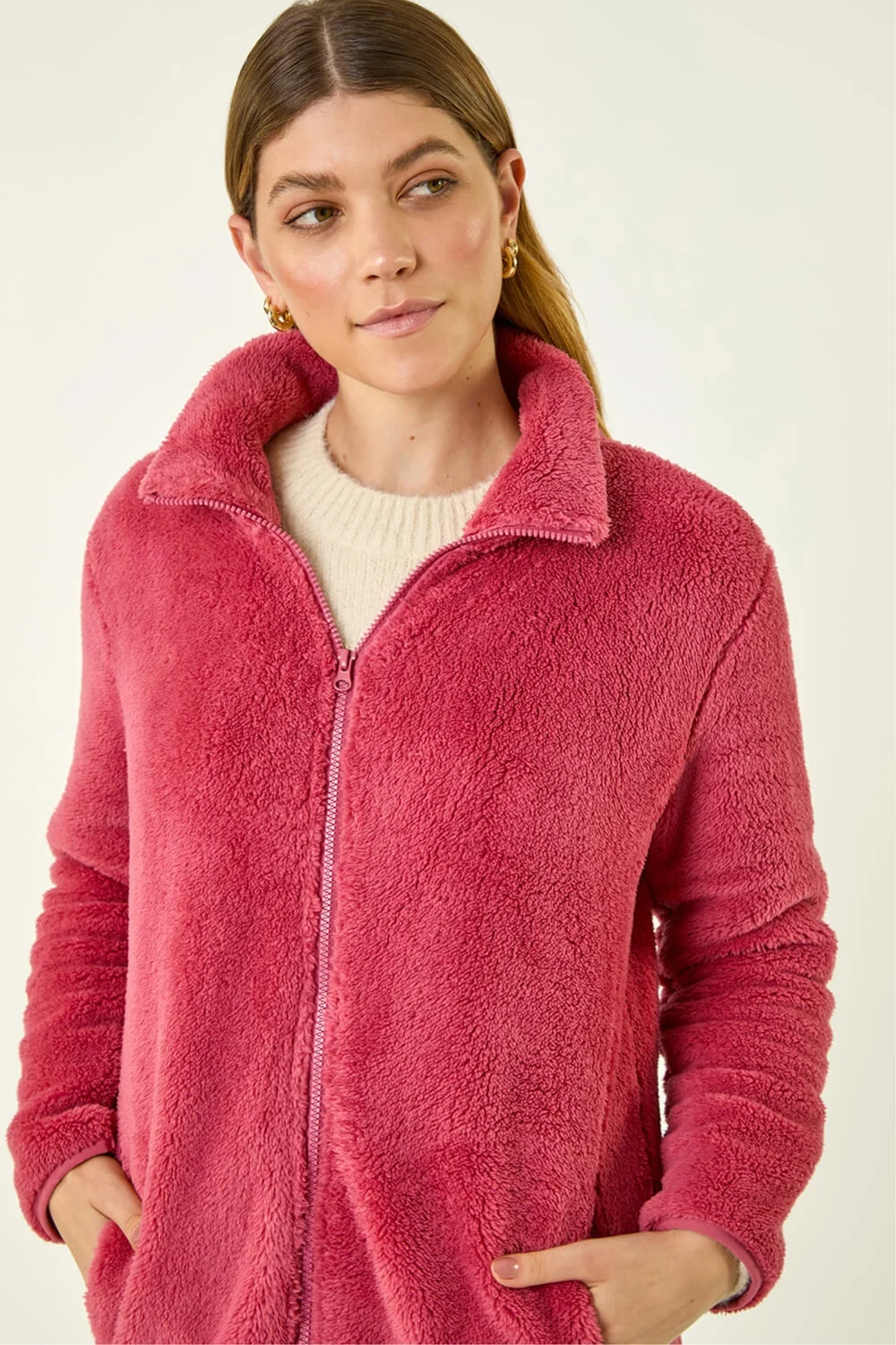 Roman Rose Soft Sherpa Fleece Jacket - M Image 1