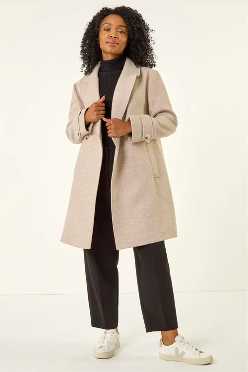 Roman Camel Petite Double Breasted Tailored Coat - 18 Image 3