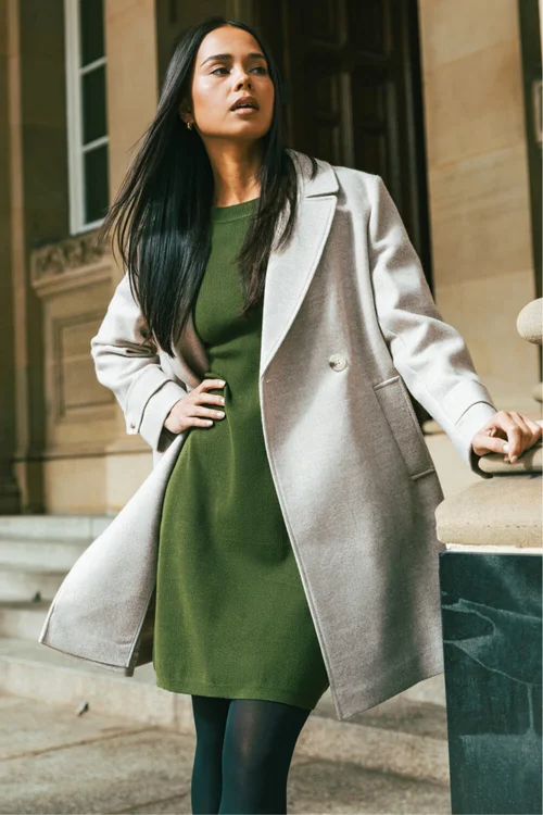 Roman Camel Petite Double Breasted Tailored Coat - 18 Image 1