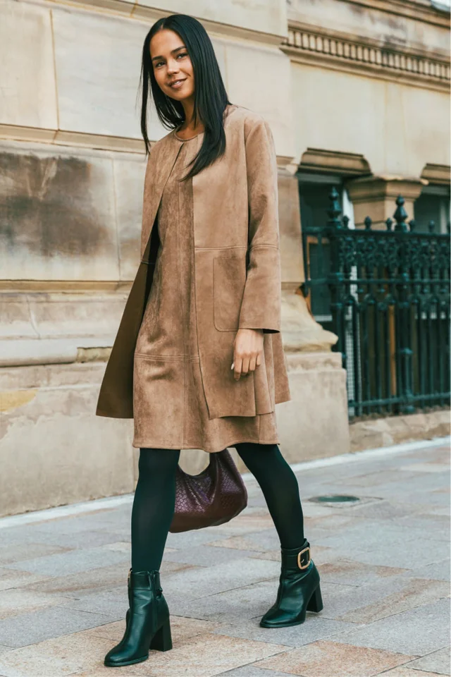 Roman Tan Petite Faux Suede Jacket