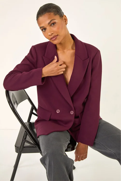 Roman Burgundy Premium Stretch Ponte Blazer - 14 Image 2