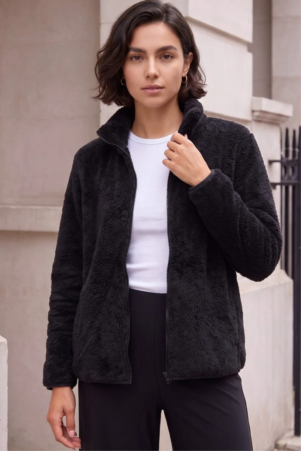 Roman Black Soft Sherpa Fleece Jacket - XL Image 1