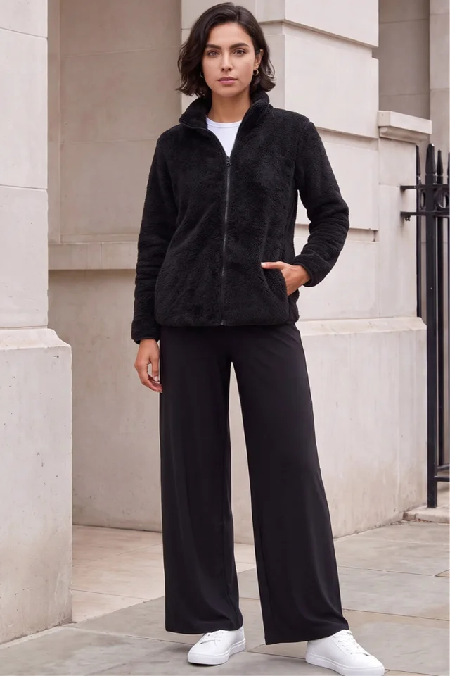 Roman Black Soft Sherpa Fleece Jacket