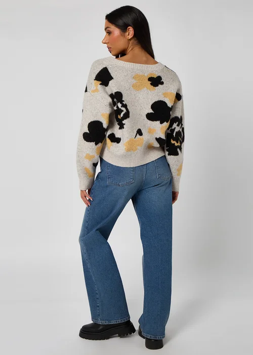 Urban Bliss Grey Floral Cardigan - Large Image 4