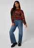 Urban Bliss Red Brushed Yarn Abstract Print Jumper - Large Image 3