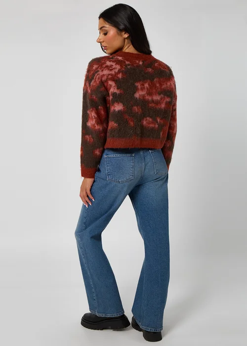 Urban Bliss Red Brushed Yarn Abstract Print Jumper - Large Image 4