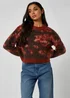 Urban Bliss Red Brushed Yarn Abstract Print Jumper - Large Image 2