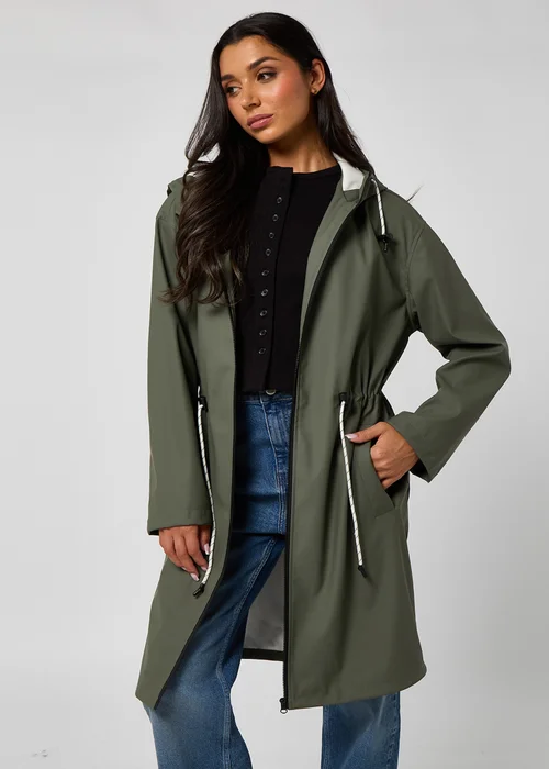 Urban Bliss Green Fishtail Rubberised Raincoat - 10 Image 3
