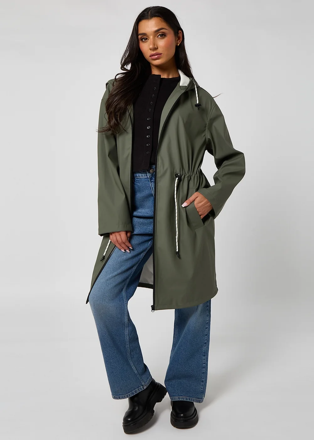 Urban Bliss Green Fishtail Rubberised Raincoat - 10 Image 1