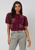 Urban Bliss Burgundy Short Sleeved Bow Cardigan - Medium Image 1