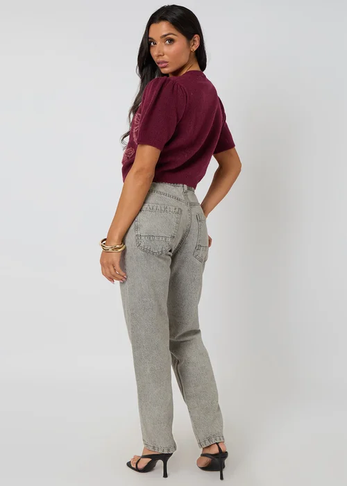 Urban Bliss Burgundy Short Sleeved Bow Cardigan - Medium Image 4