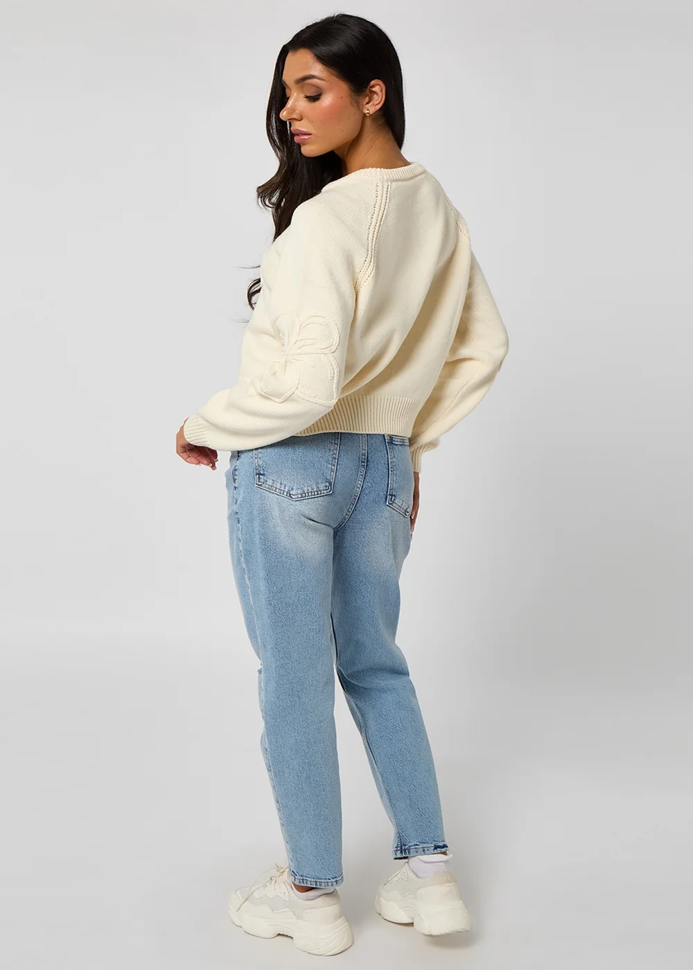Urban Bliss Cream Embroidered Raglan Jumper - 10 Image 4