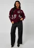 Urban Bliss Burgundy Floral Sequin Embroidery Jumper - Small/Medium Image 3