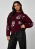 Urban Bliss Burgundy Floral Sequin Embroidery Jumper - Small/Medium Image 2