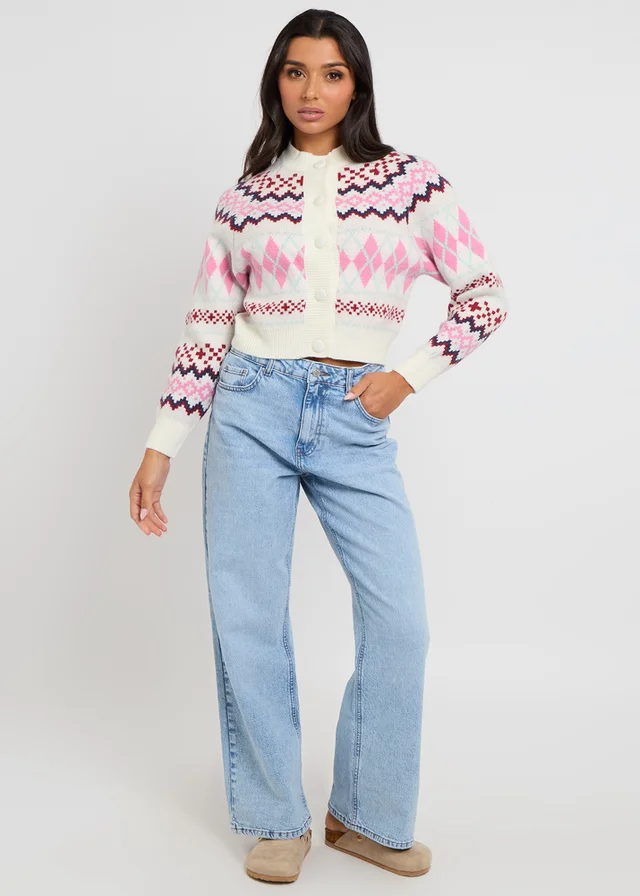 Urban Bliss Fairisle cardigan with covered buttons