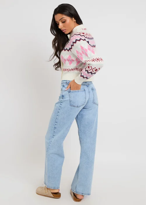 Urban Bliss Fairisle cardigan with covered buttons - Size 8 Regular Image 4