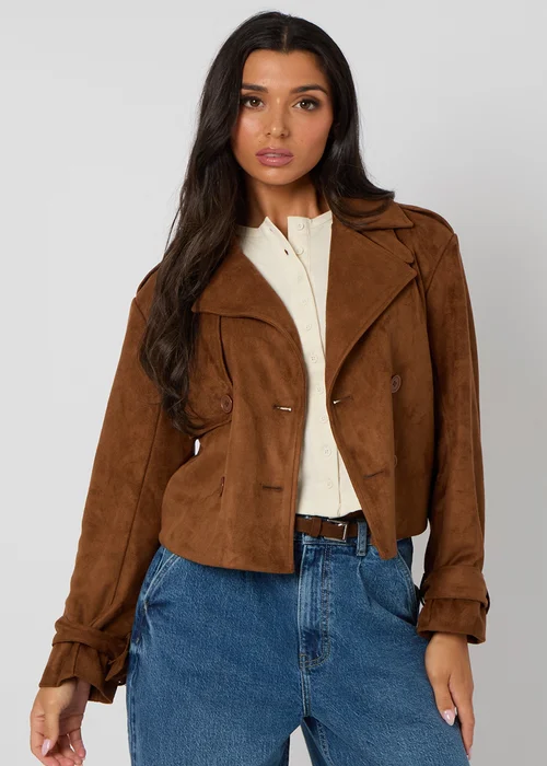 Urban Bliss Brown Cropped Suede Trench - 12 Image 2