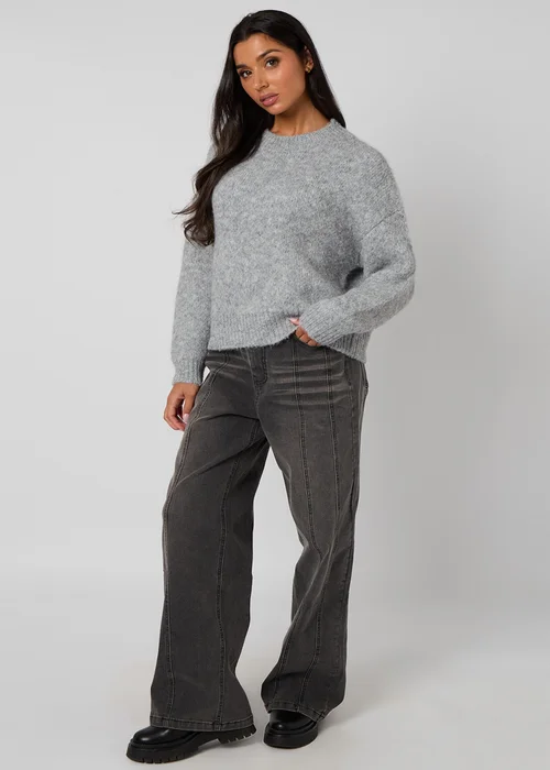 Urban Bliss Grey Wool-Blend Jumper - Large Image 3