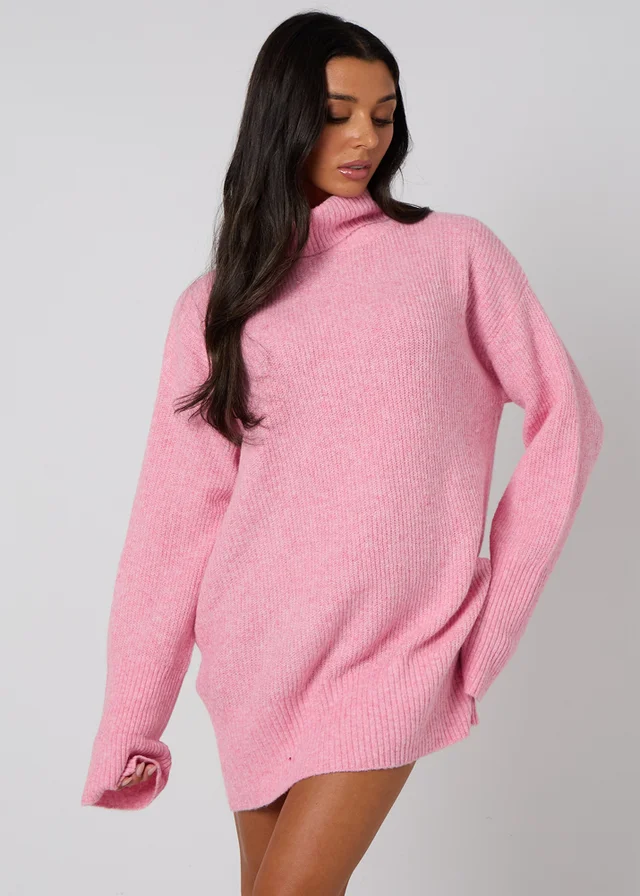 Urban Bliss Pink Roll Neck Mini Dress