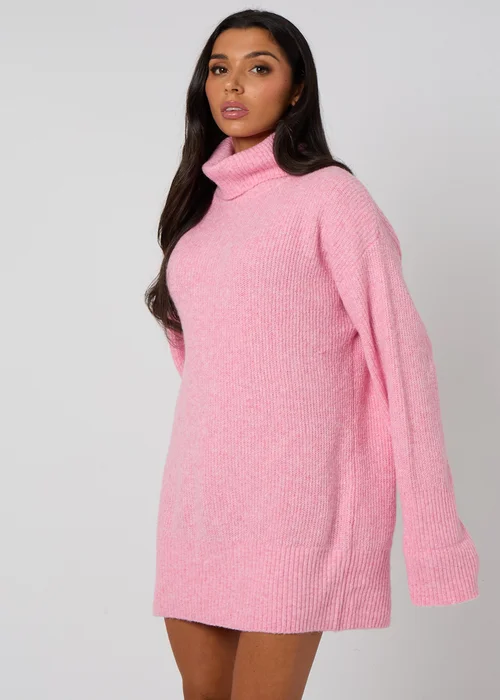 Urban Bliss Pink Roll Neck Mini Dress - M Image 2