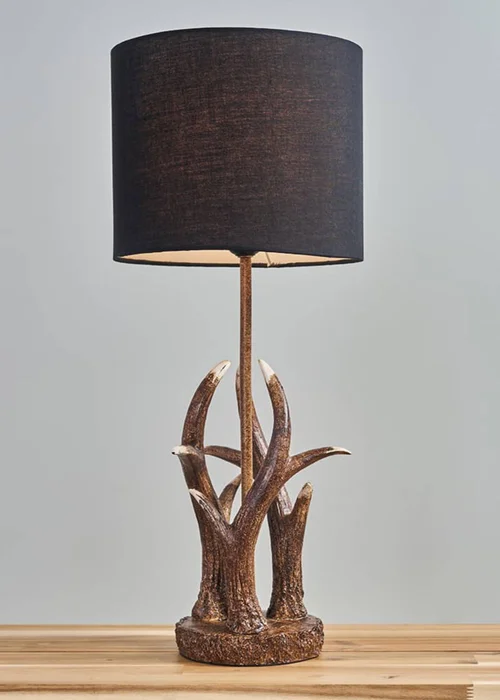 ValueLights Caribou Antler Natural Table Lamp with Black Shade - One Size Image 1