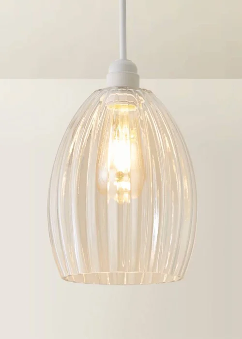 ValueLights Cheltenham Clear Ribbed Easy Fit Ceiling Light Shade - One Size Image 3
