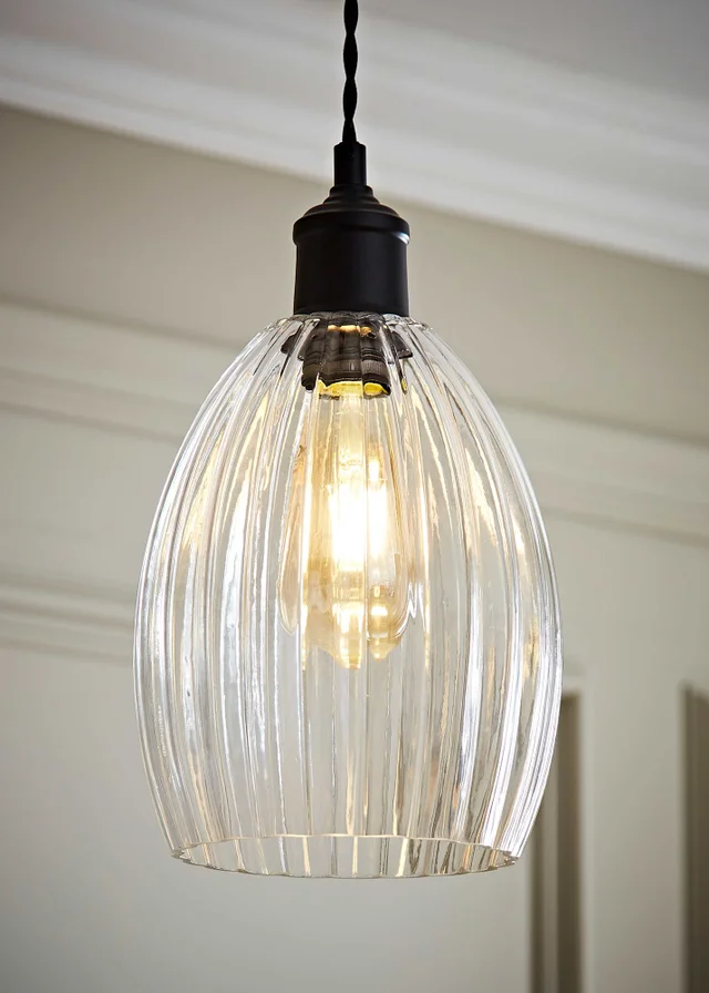 ValueLights Cheltenham Clear Ribbed Easy Fit Ceiling Light Shade