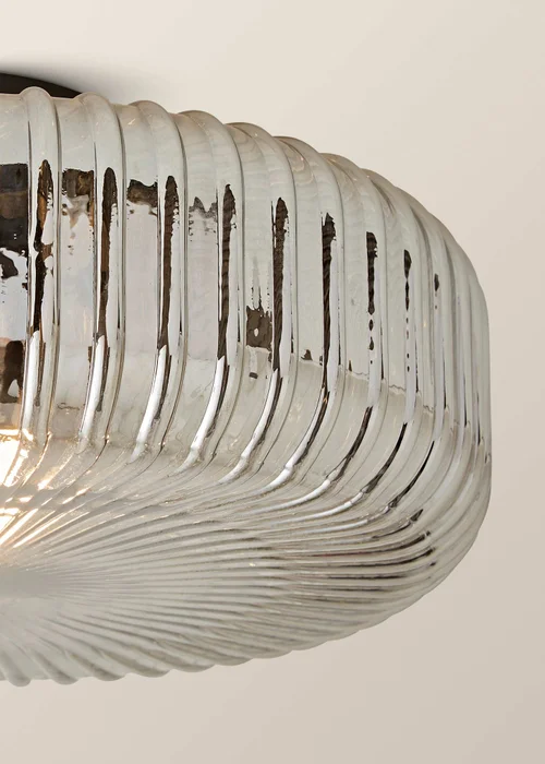 ValueLights Calpe Large Black Ceiling Light Ribbed Smoked Shade - One Size Image 4