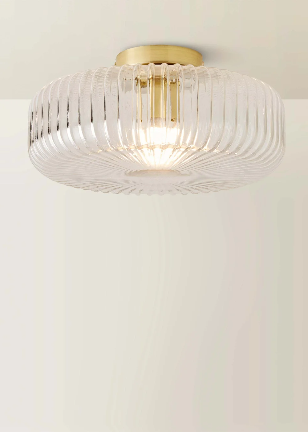ValueLights Calpe Large Brass Ceiling Light Ribbed Smoked Shade - One Size Image 3