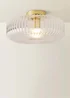 ValueLights Calpe Large Brass Ceiling Light Ribbed Smoked Shade - One Size Image 3
