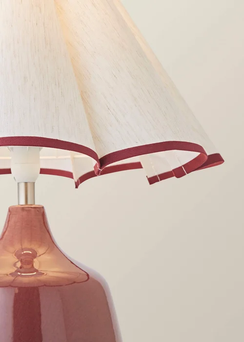 ValueLights Jamie Burgundy Ceramic Table Lamp with Scallop Trim Shade - One Size Image 4