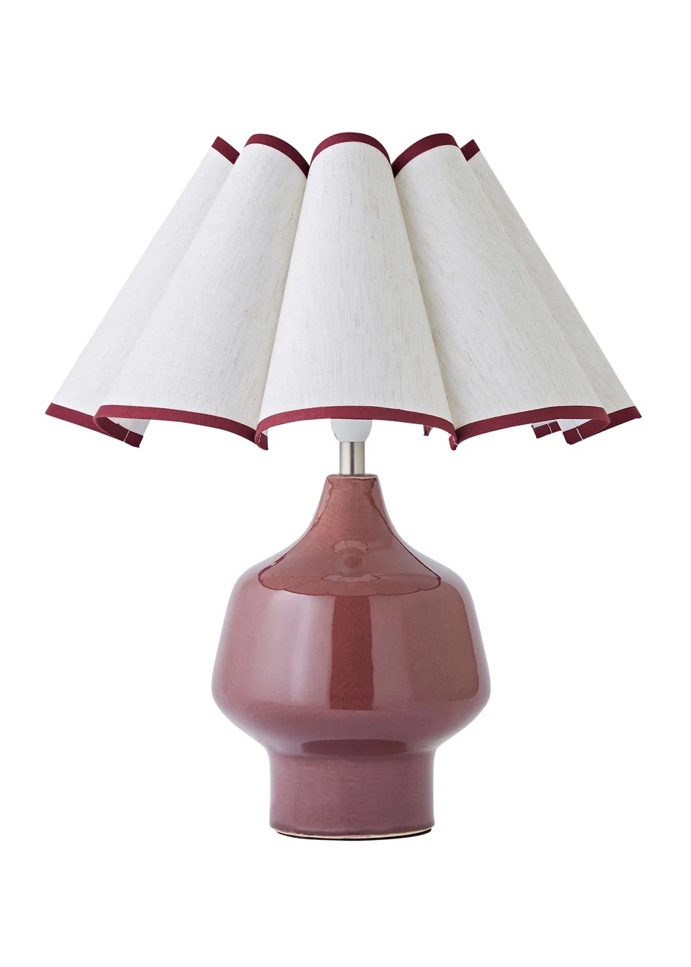 ValueLights Jamie Burgundy Ceramic Table Lamp with Scallop Trim Shade - One Size Image 5