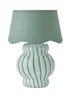 ValueLights Taffy Green Stripe Glass Table Lamp with Sage Scallop Shade - One Size Image 5