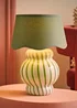 ValueLights Taffy Green Stripe Glass Table Lamp with Sage Scallop Shade - One Size Image 2