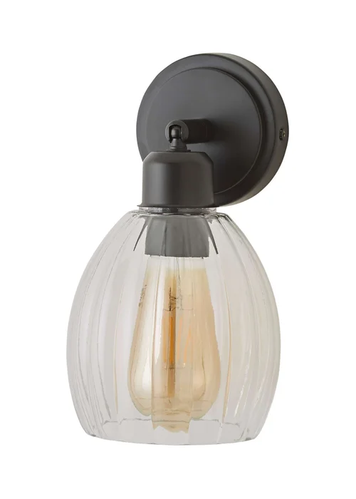 ValueLights Cheltenham Black Adjustable Wall Spotlight Ribbed Shade - One Size Image 4