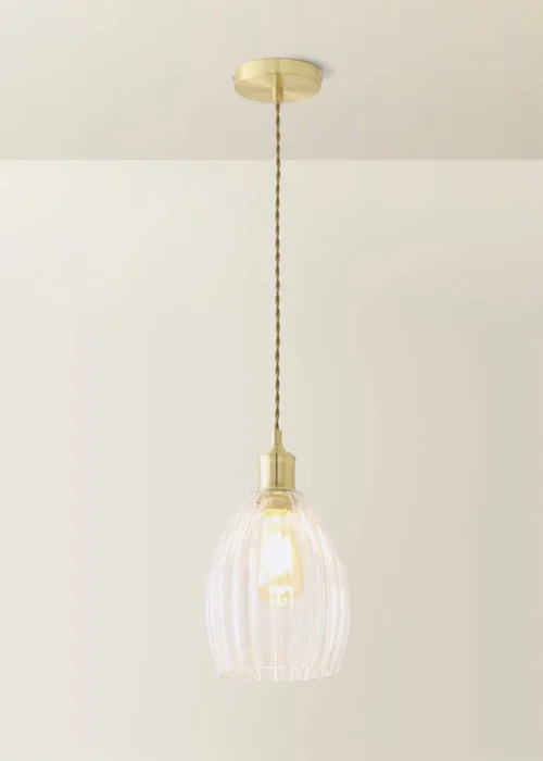 ValueLights Cheltenham Gold Ceiling Pendant Light Ribbed Shade - One Size Image 3