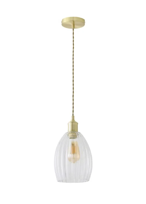 ValueLights Cheltenham Gold Ceiling Pendant Light Ribbed Shade - One Size Image 4