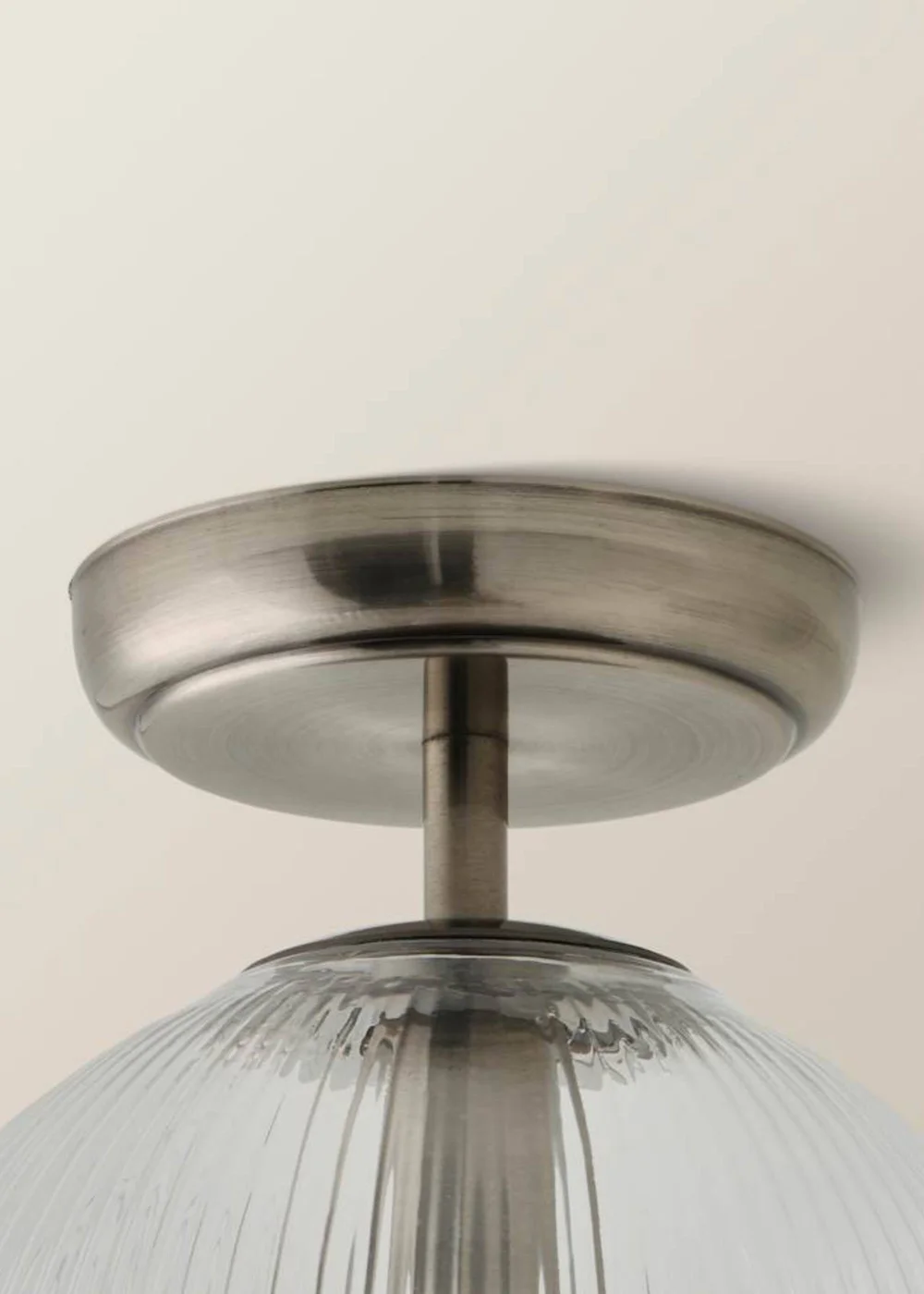 ValueLights Kempton Brushed Chrome Ceiling Light Ribbed Globe Shade - One Size Image 6